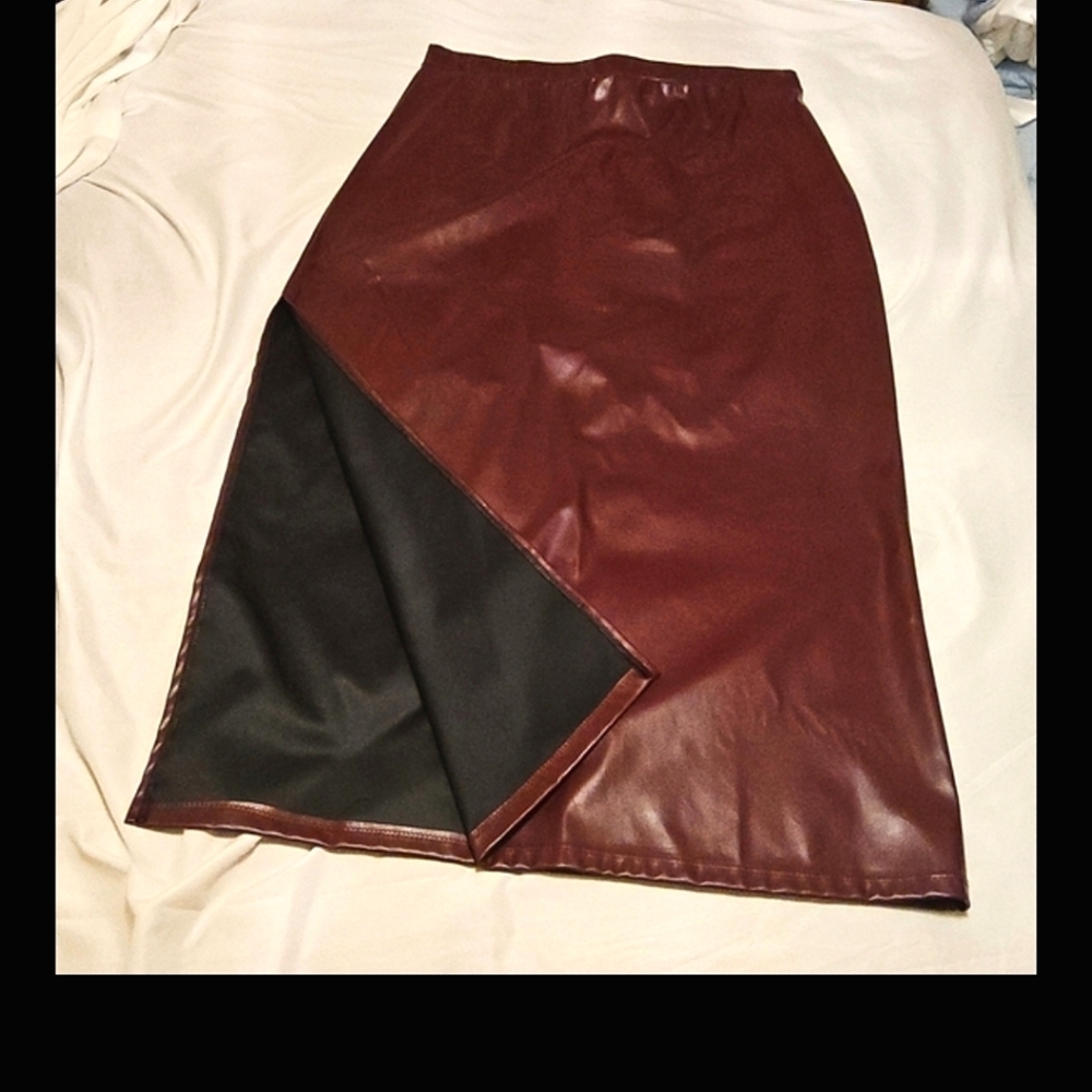 Ashley Stewart Chic Burgundy Maxi Skirt for Women NWOT